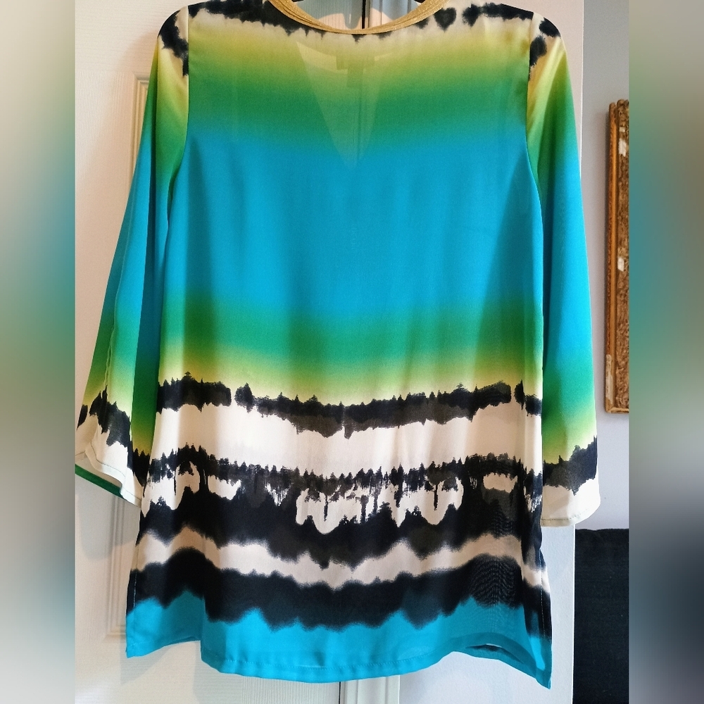NEW WITH TAGS Nicole by Nicole Miller Tunic Size Small Vibrant With Embroidery - Picture 2 of 13